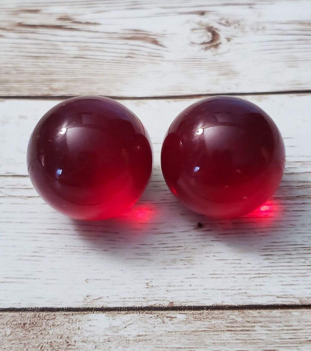 Vintage Clip On Earrings - 3D Very Domed Red 1"